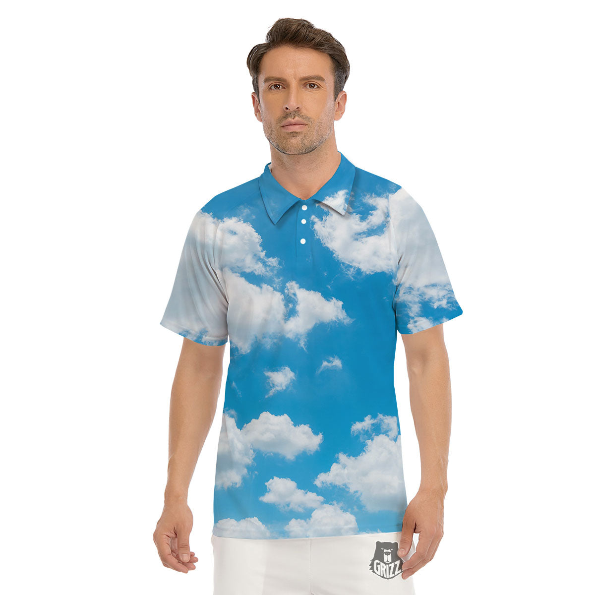 Cloud Sky Print Men’s Golf Shirts
