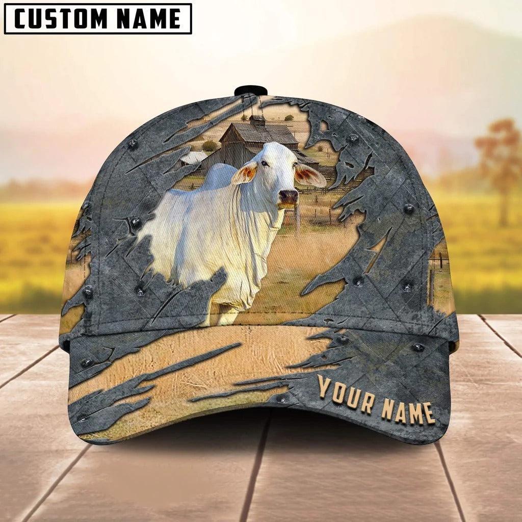 Custom 3D Full Print White Brahman Cap Hat, Baseball Brahman Cap, Farm Baseball Hat CO1059