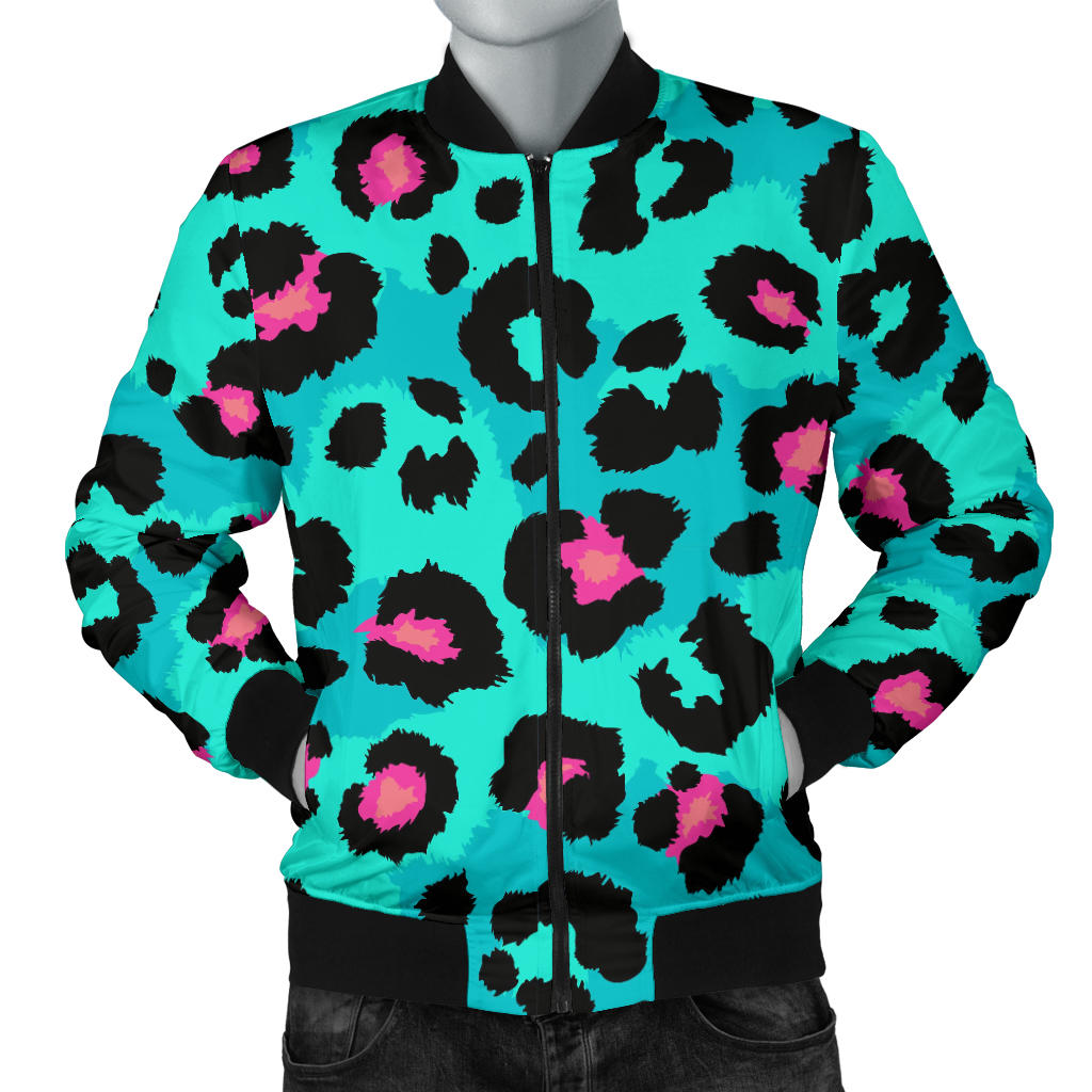 Green Leopard Skin Print Pattern Men’S Bomber Jacket