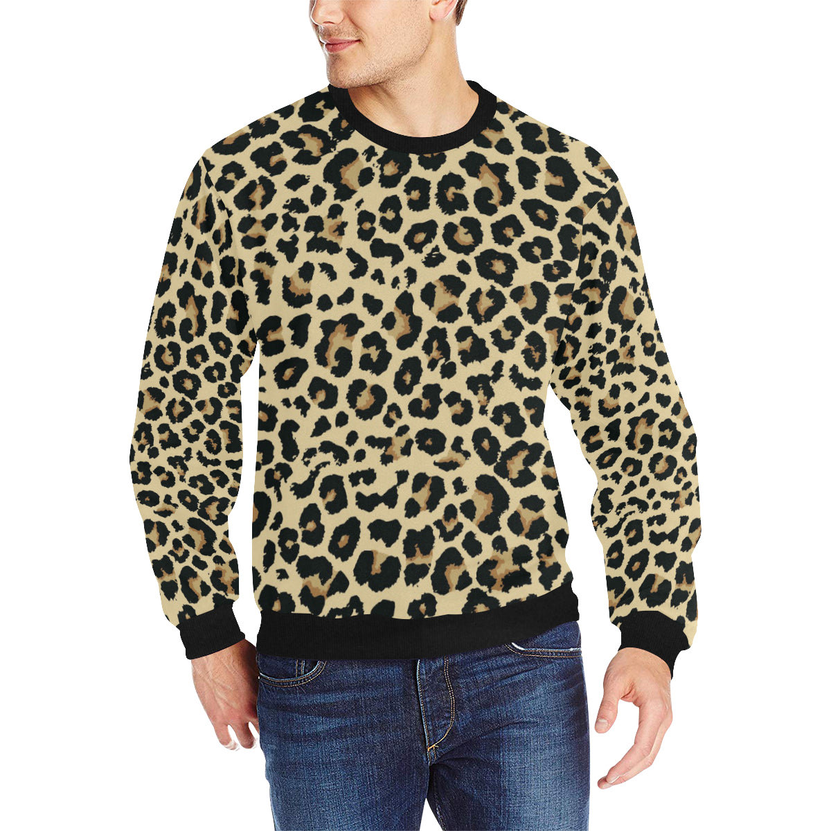 Leopard print design pattern Men’s Crew Neck Sweatshirt