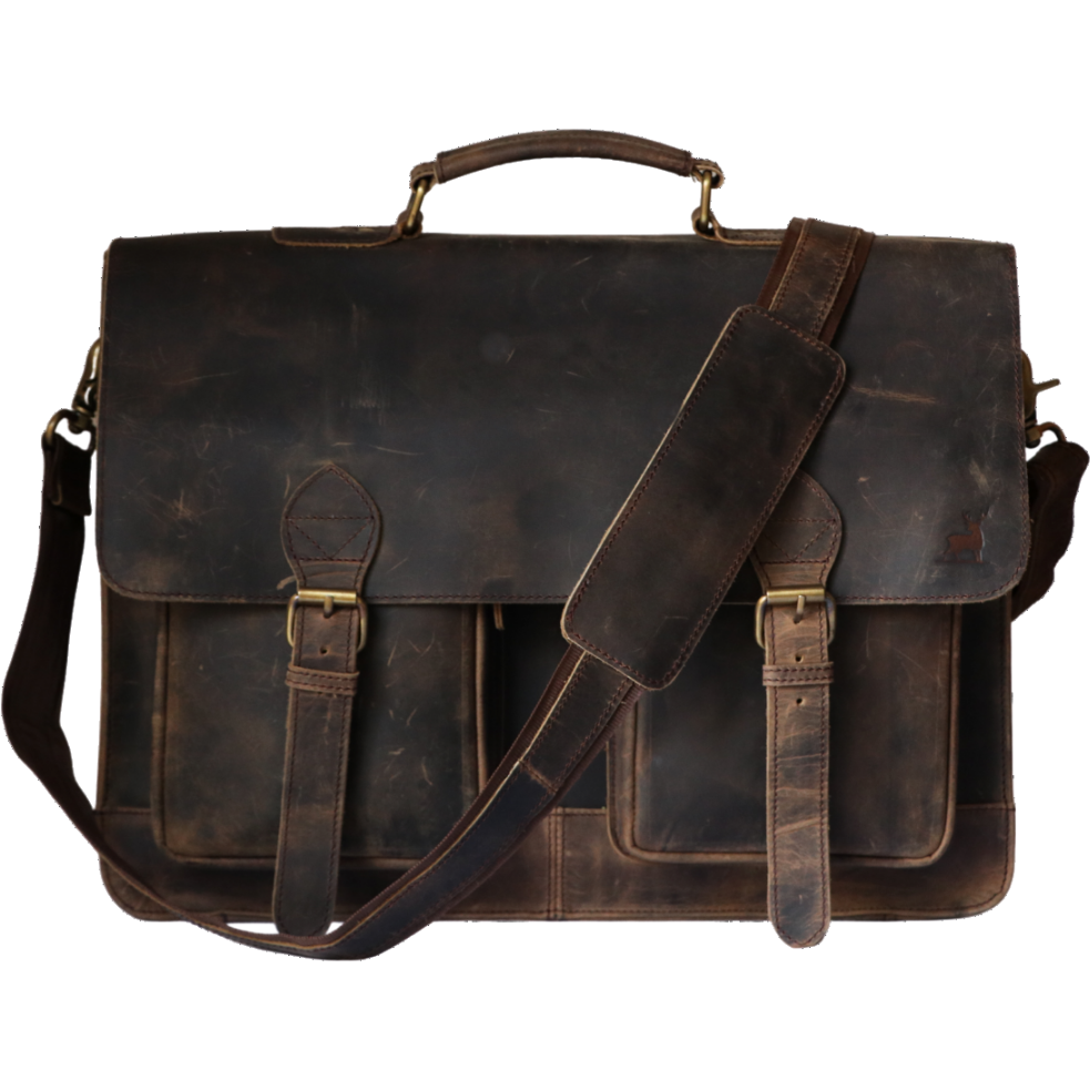 Retro Buffalo Leather Laptop Messenger Bag