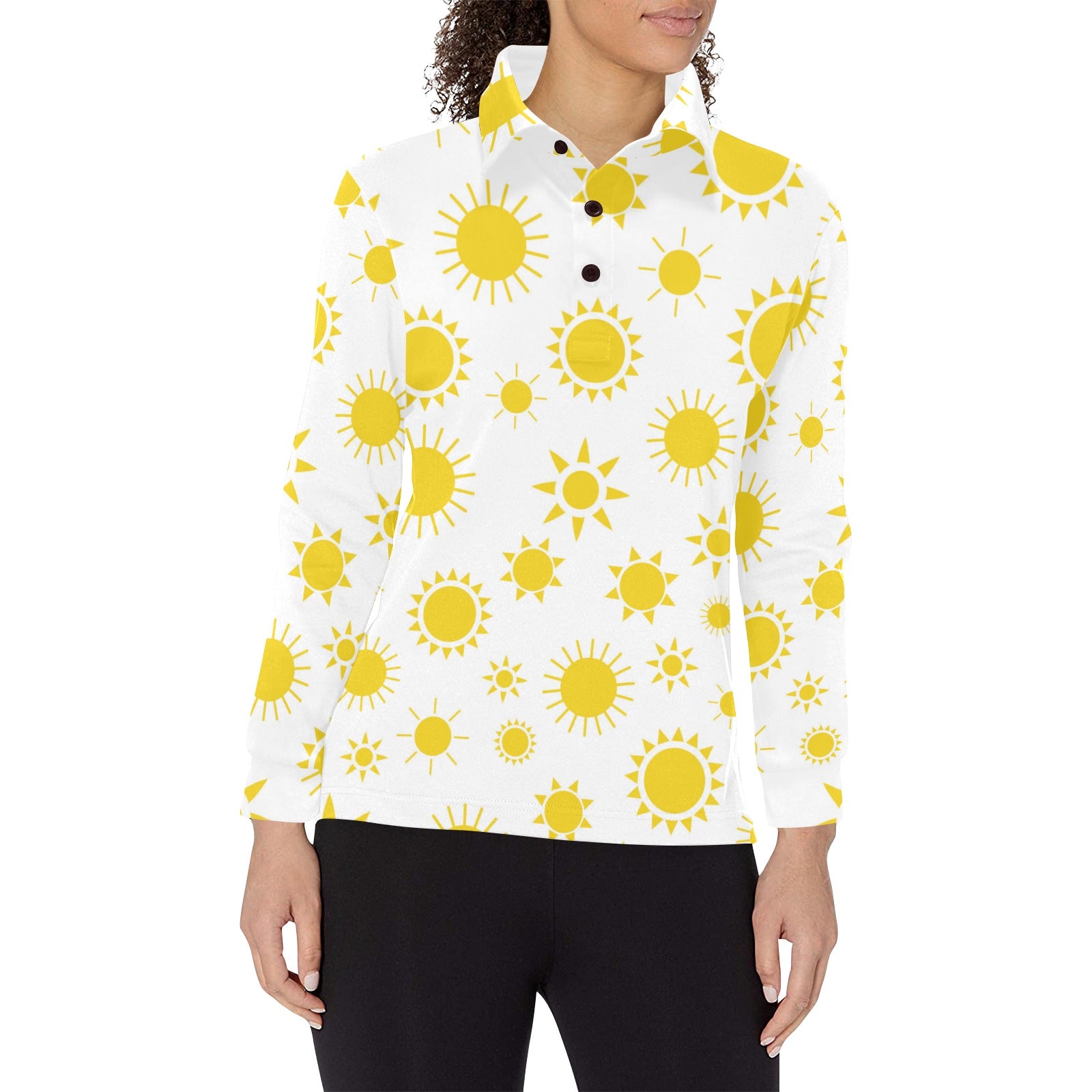 Sun pattern Women’s Long Sleeve Polo Shirt
