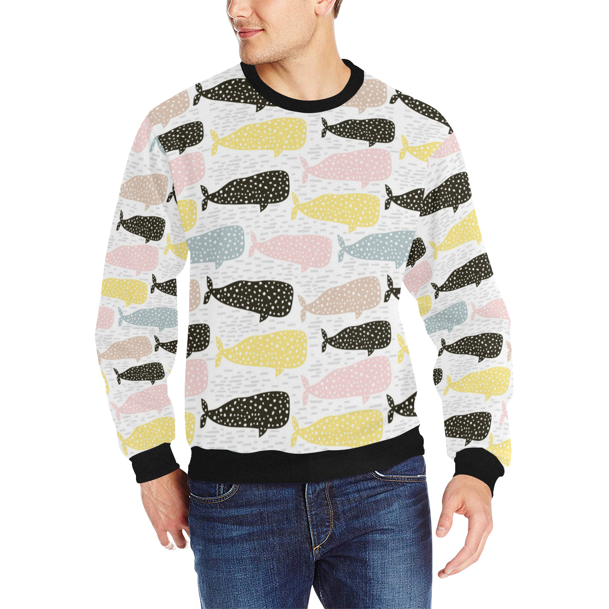 Whale dot pattern Men’s Crew Neck Sweatshirt