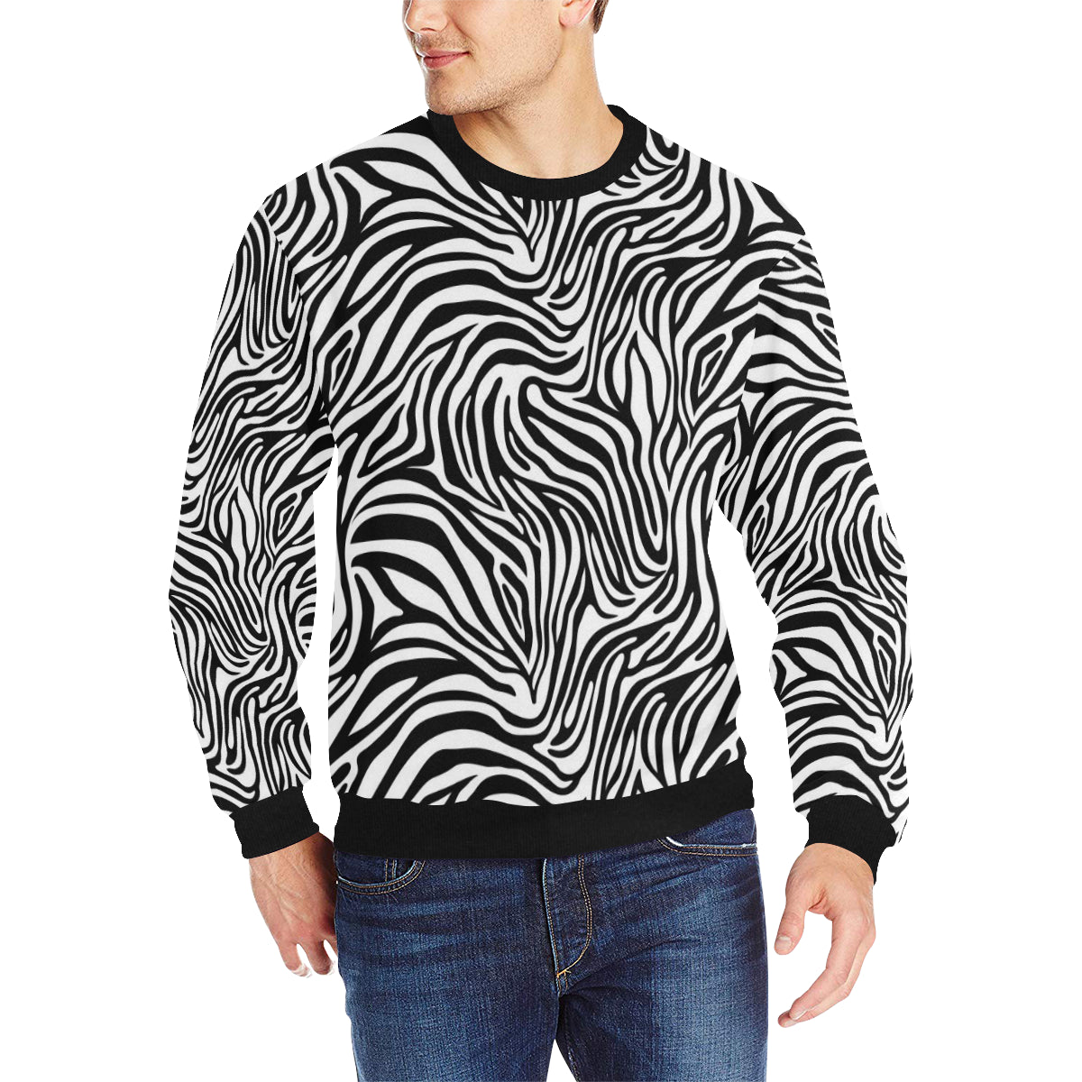Zebra skin pattern Men’s Crew Neck Sweatshirt